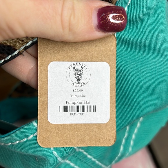 NWT Boutique Thankful & Blessed Turquoise and Leopard Print Hat- OS - Picture 5 of 7